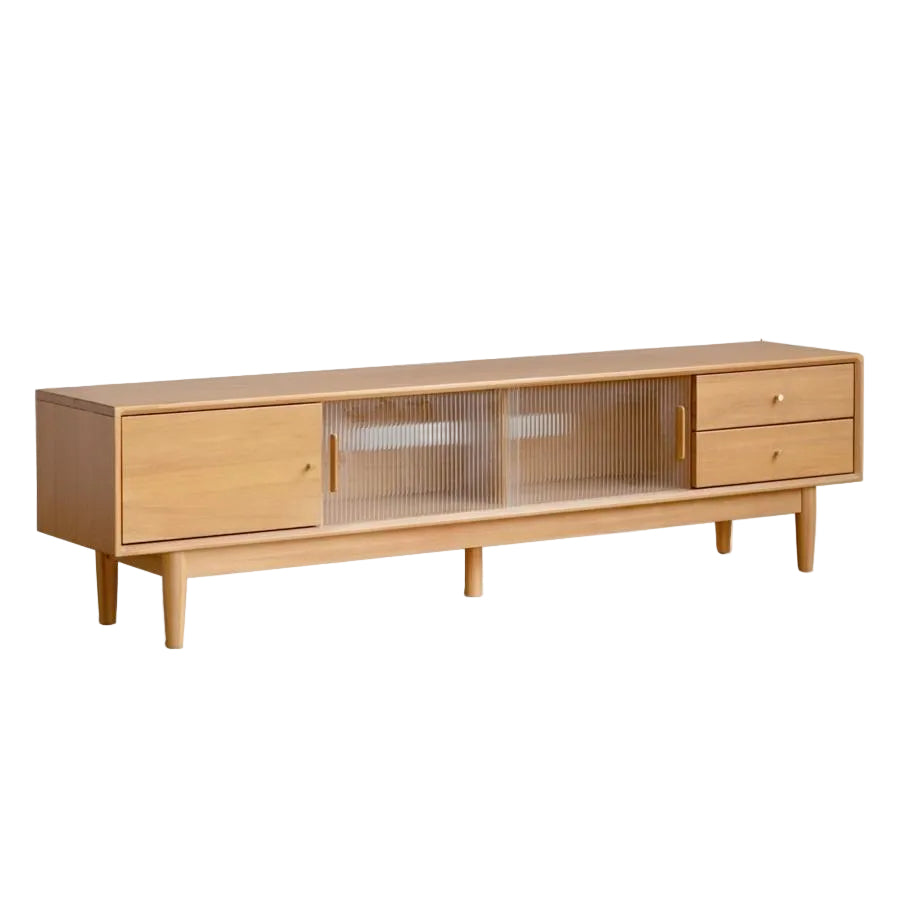 Poplar Solid Wood Glass Sliding Door Storage TV cabinet.