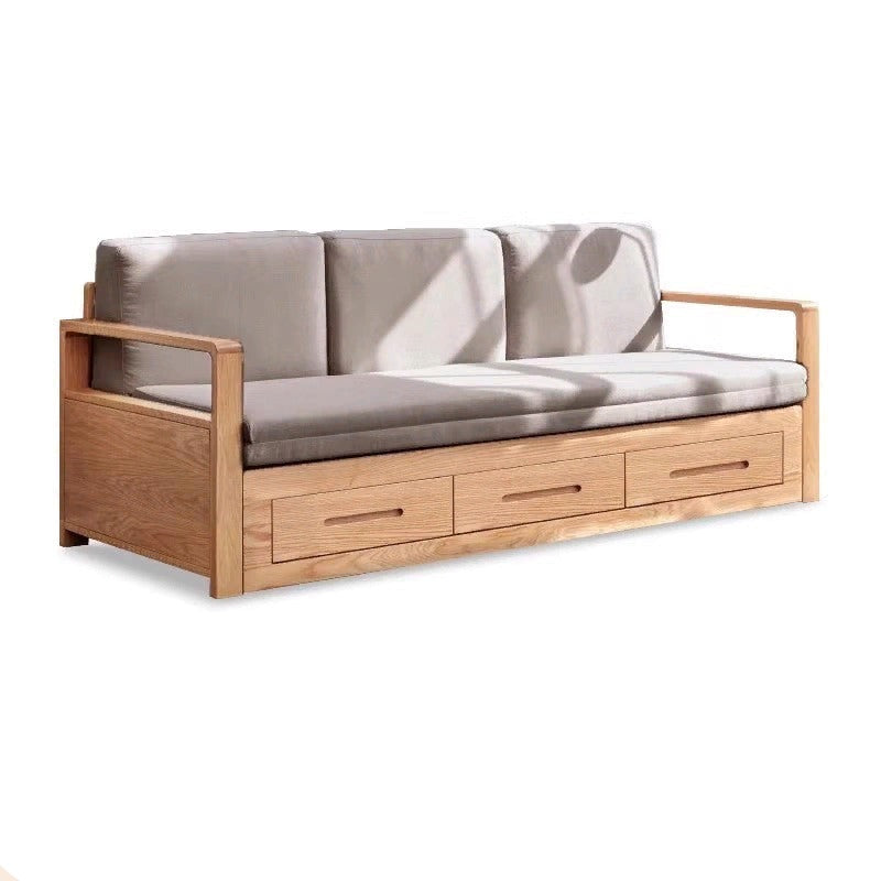 Oak, Ash Solid Woof Folding Storage Sofa Bed.