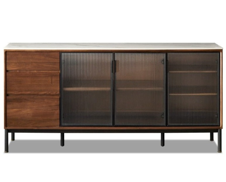 Black Walnut Solid Wood, Sandalwood Rock Sideboard Buffet Cabinet