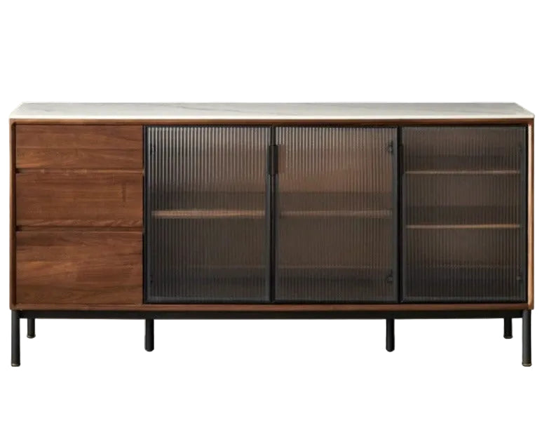 Black Walnut Solid Wood, Sandalwood Rock Sideboard Buffet Cabinet