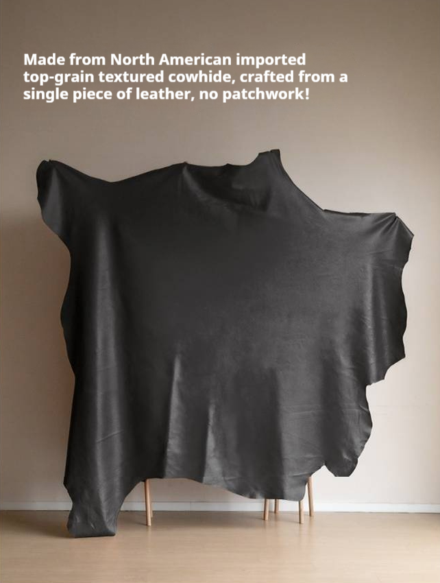 Genuine Leather Retro Box Bed — Black Upholstered, Simple Design