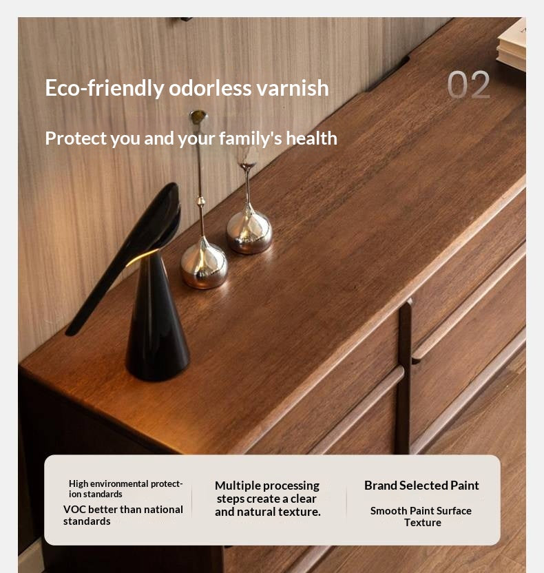 Sandalwood Solid Wood Low Profile TV Console with Fluted Panels