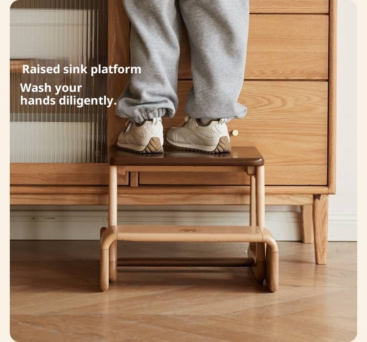 Beech Solid Wood Children's Multi-function Step Ladder Chair.