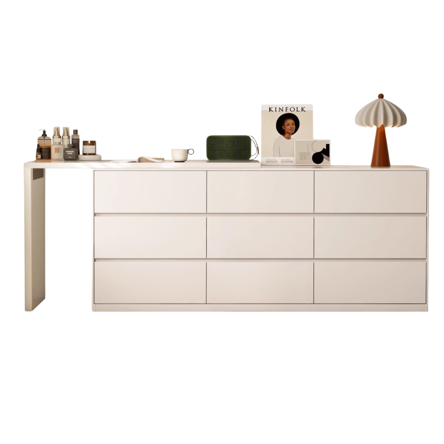 Poplar Solid Wood Cream Style Telescopic Dressing Table.