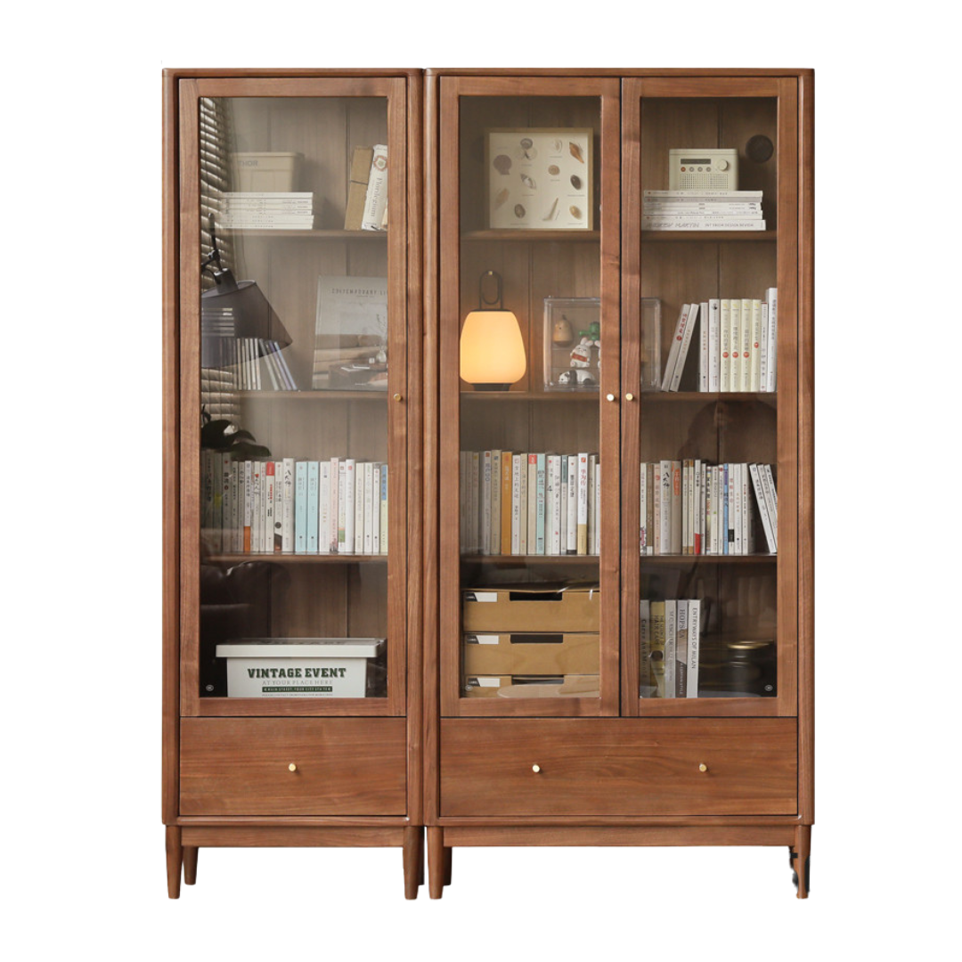 Black Walnut, Oak, Ash Solid Wood Bookcase Whole Wall Free Combination Bookshelf