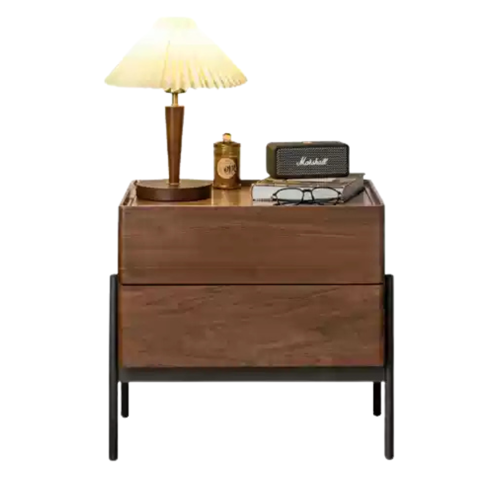 Black Walnut, Oak, South American Walnut Solid Wood Nightstand.