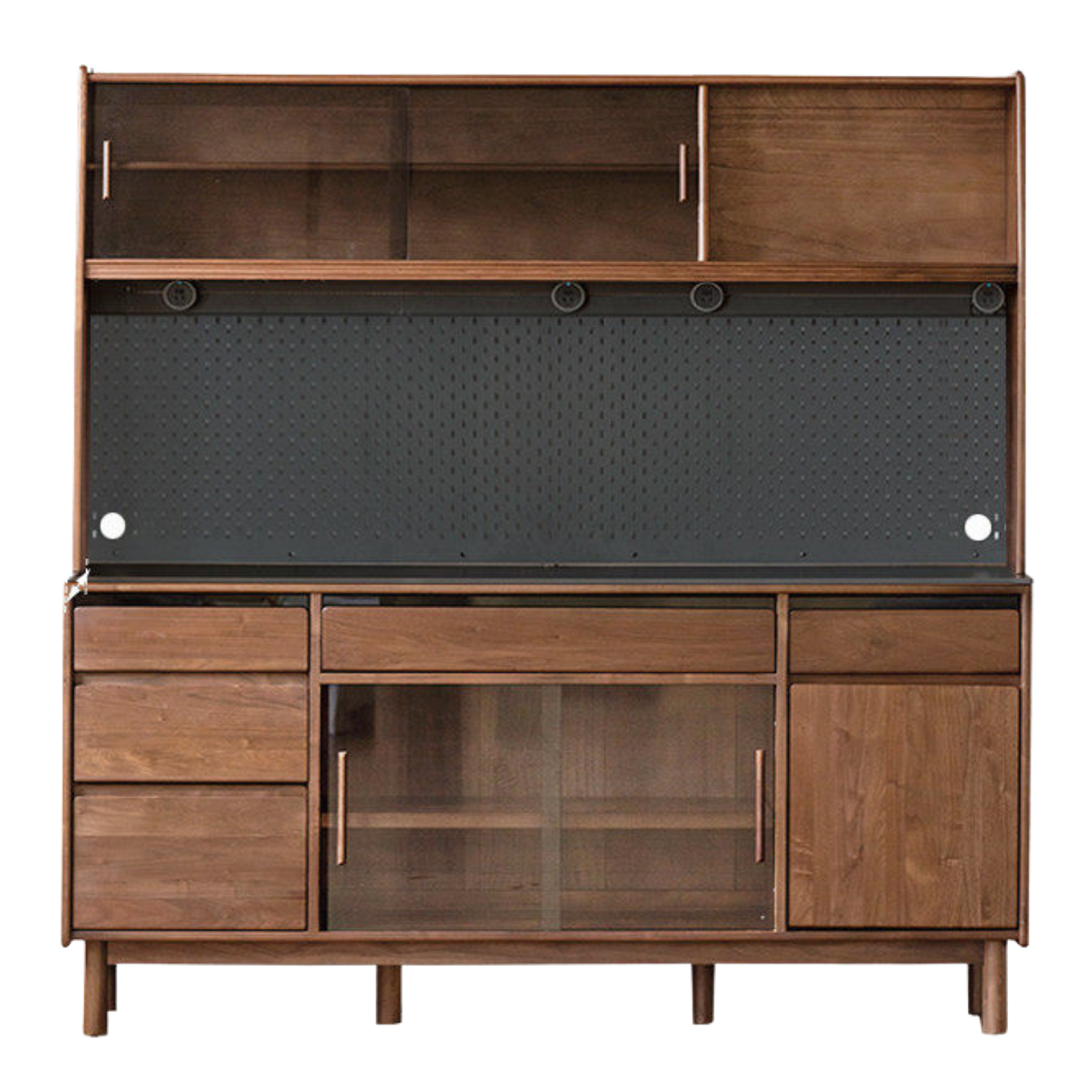 Black Walnut, Sandalwood Solid Wood Light Luxury Rock Plate Sideboard