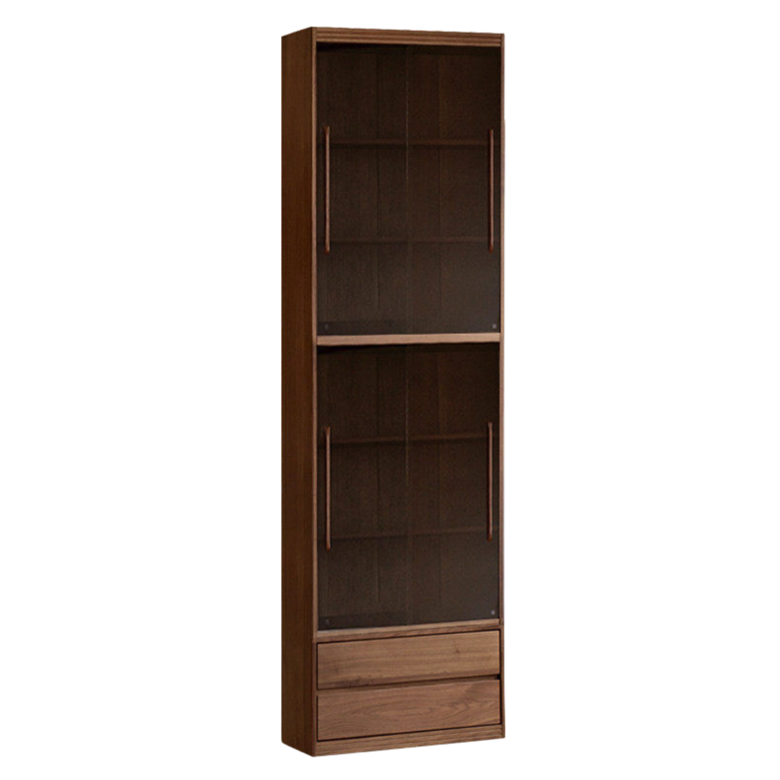 Black Walnut, Sandalwood Solid Wood Light Luxury Combined Bookshelf With Seat