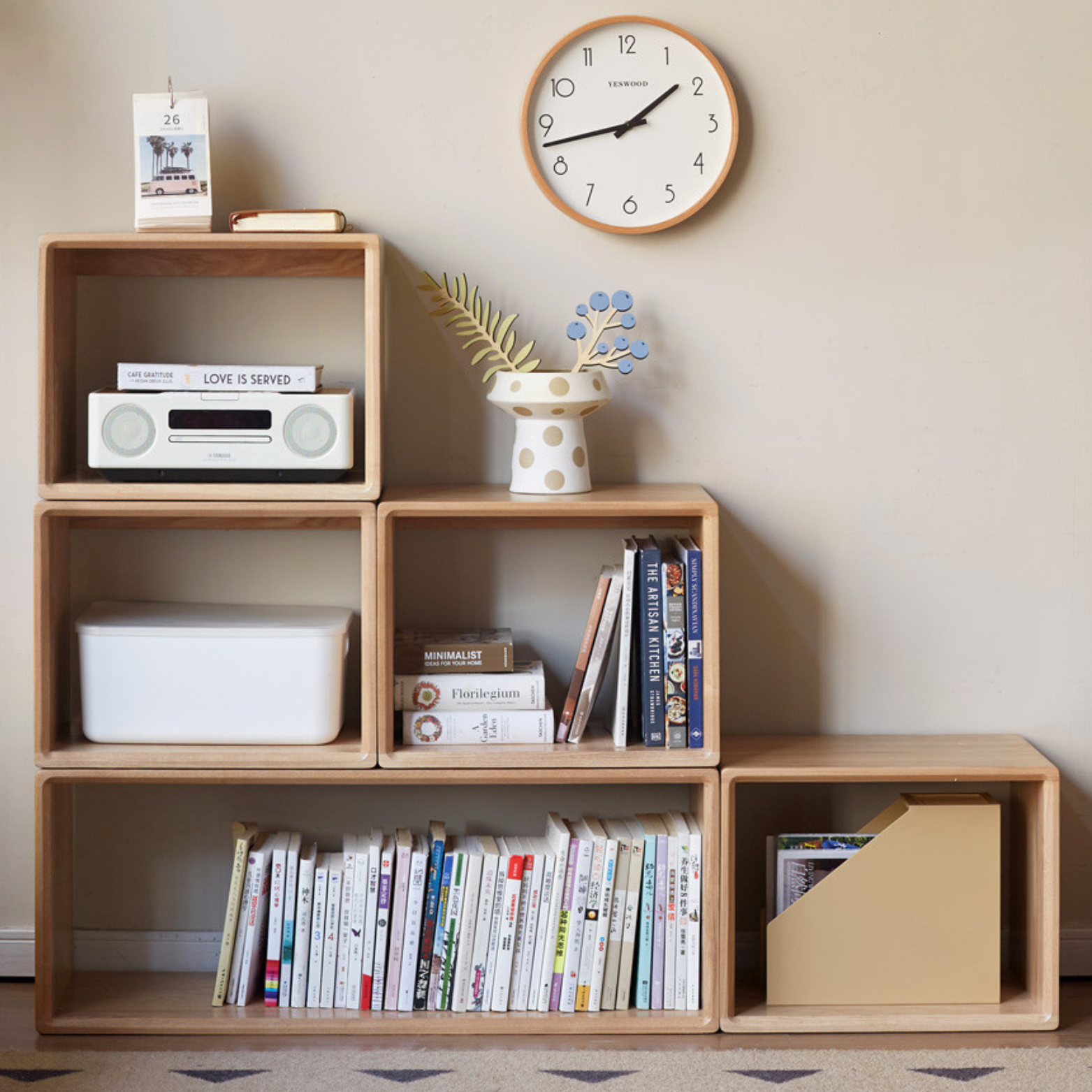 Black Walnut, Сherry, Oak, Poplar Solid Wood Lattice Floor-To-Ceiling Bookshelves