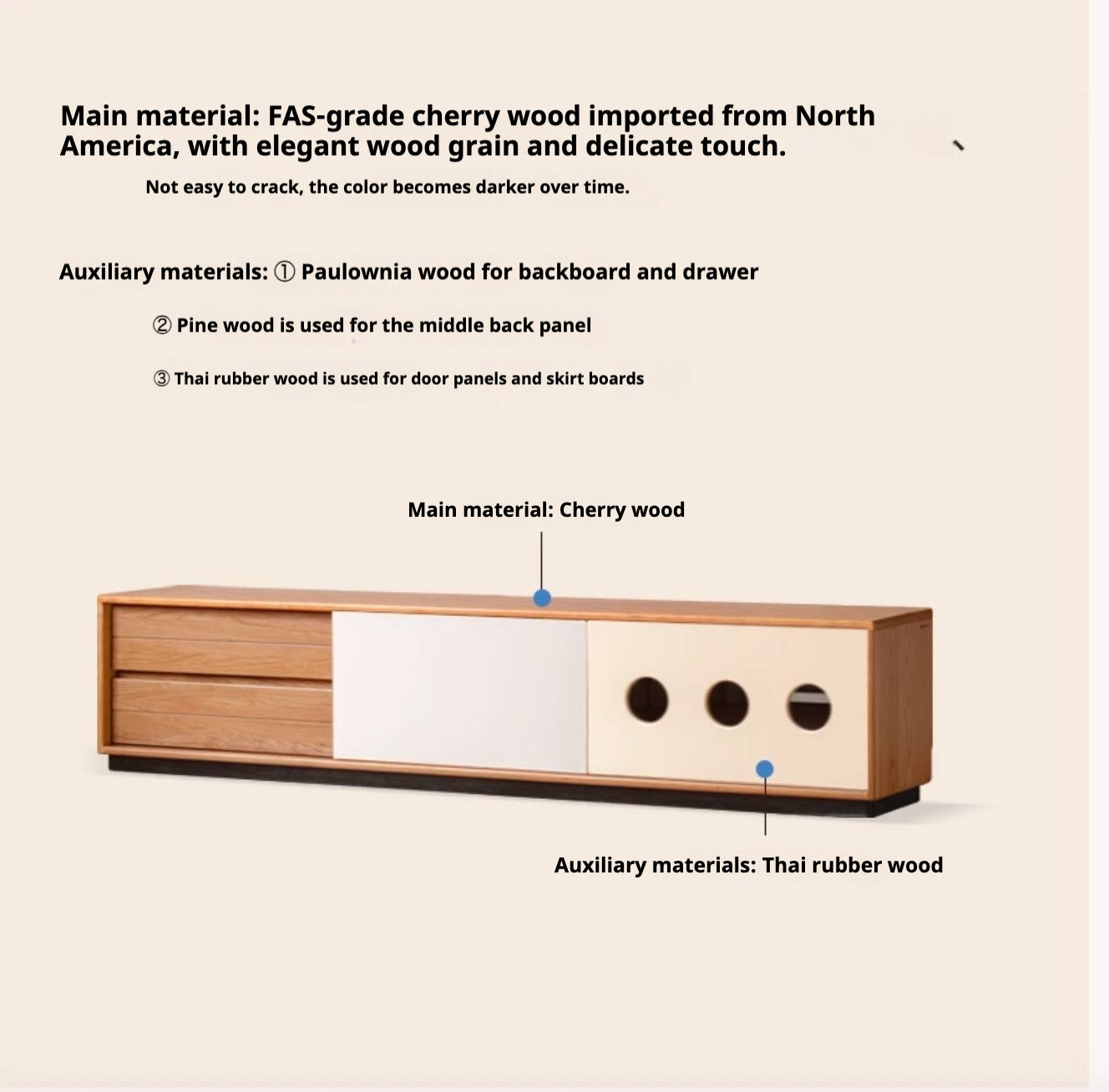 Cherry Solid Wood Antique Style TV Stand