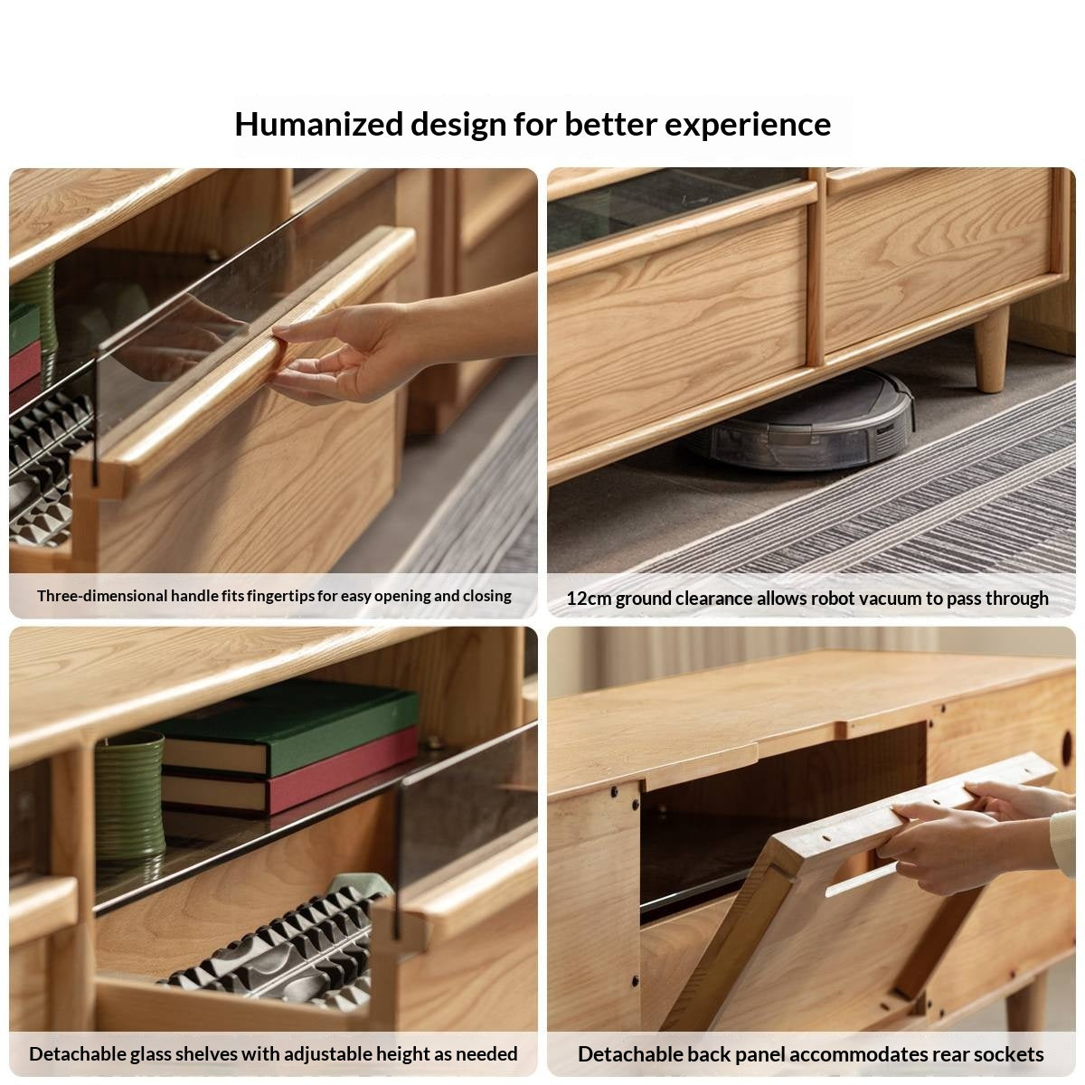 Ash Solid Wood Floor TV Cabinet