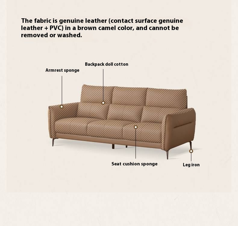 Genuine Leather High-Back Modern Sofa