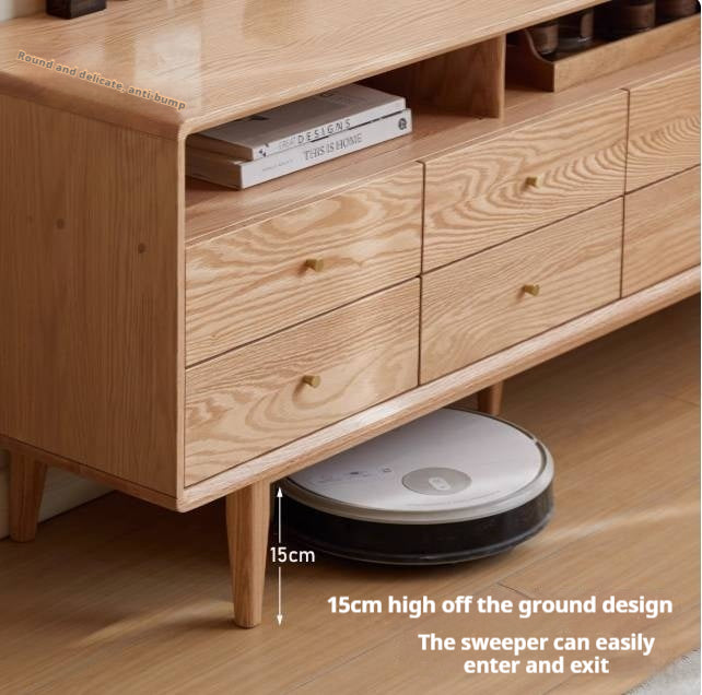 Oak Solid Wood Bedroom TV Cabinet: