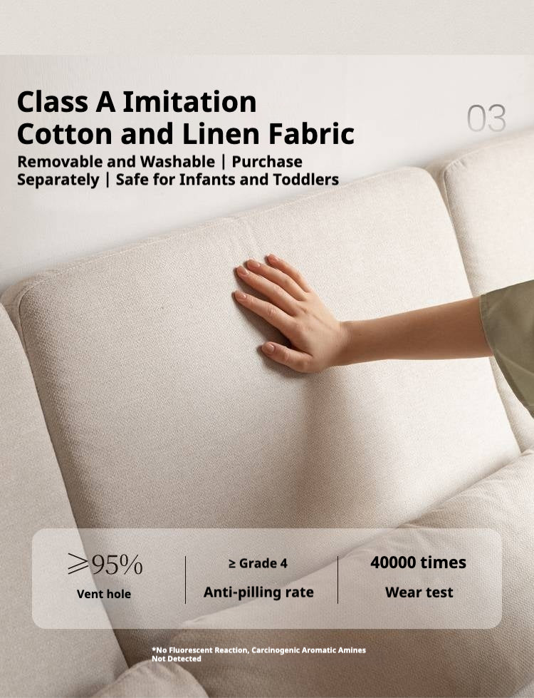 Ash Walnut Colored Straight Fabric Sofa.