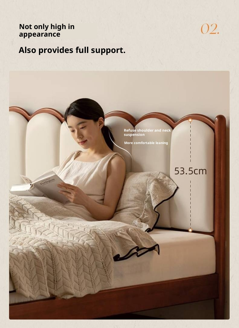 Poplar Solid Wood Bed, French Retro Style Piano Key Bed