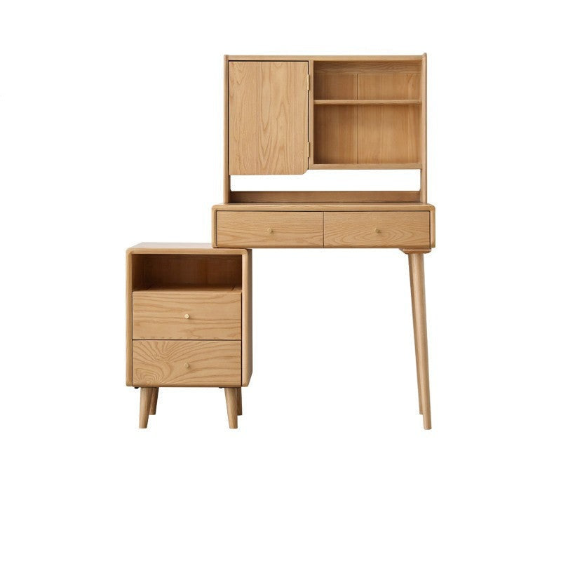 Ash Solid Wood Dressing Table with Mirror Shelf & Flip Cover.