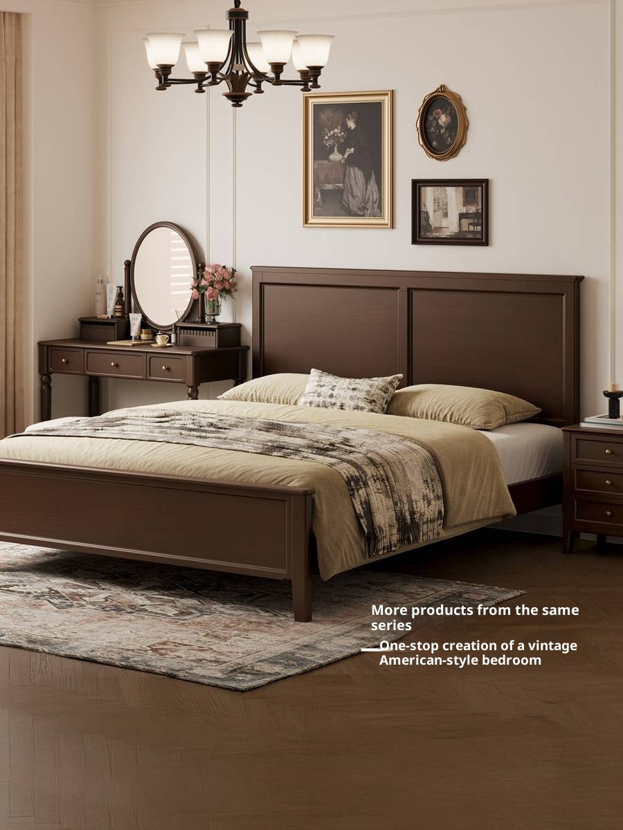 Tulipwood Solid Wood American Retro Style Vanity Table with Makeup Mirror