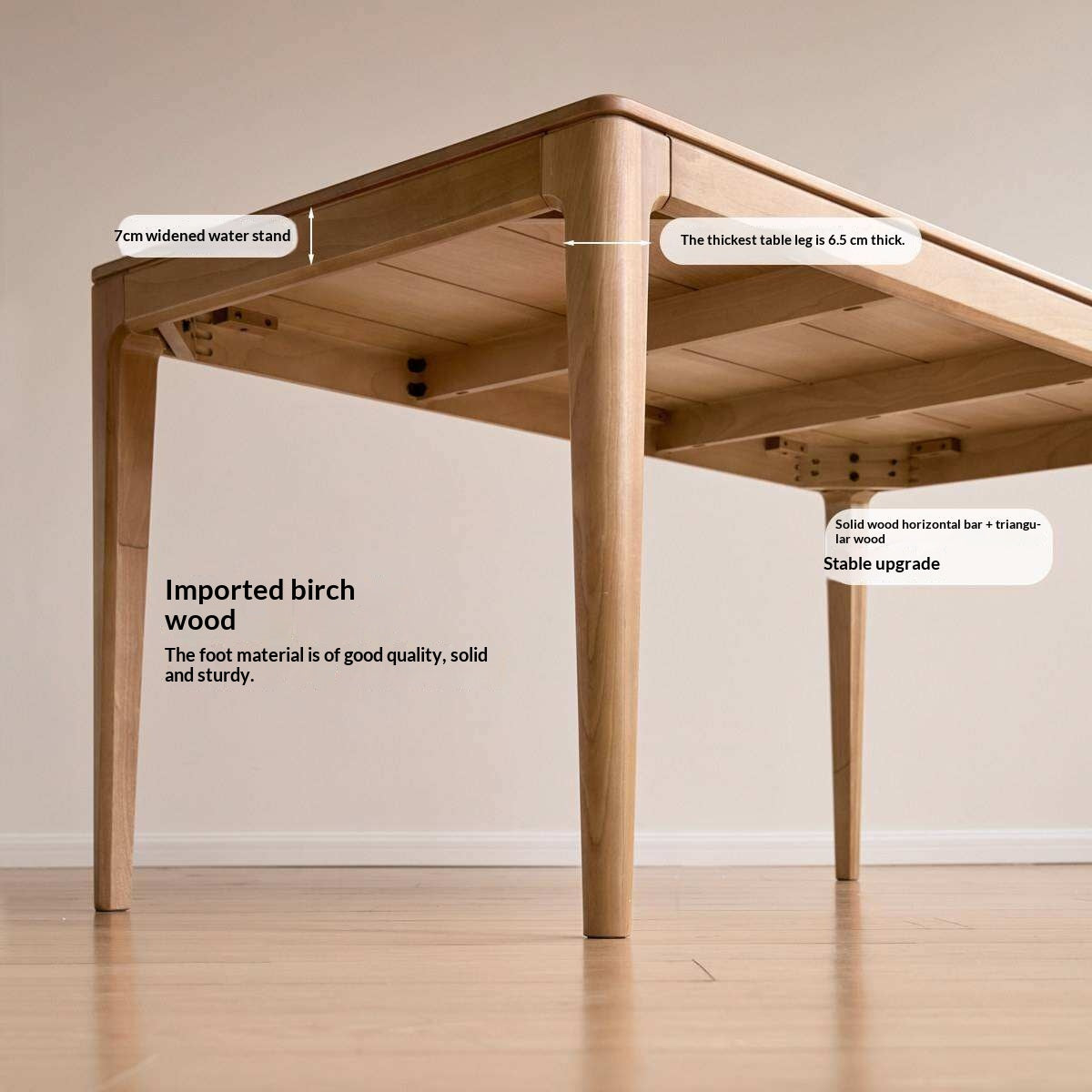 Oak Solid Wood Dining Table with Rectangular Top and Clean Lines