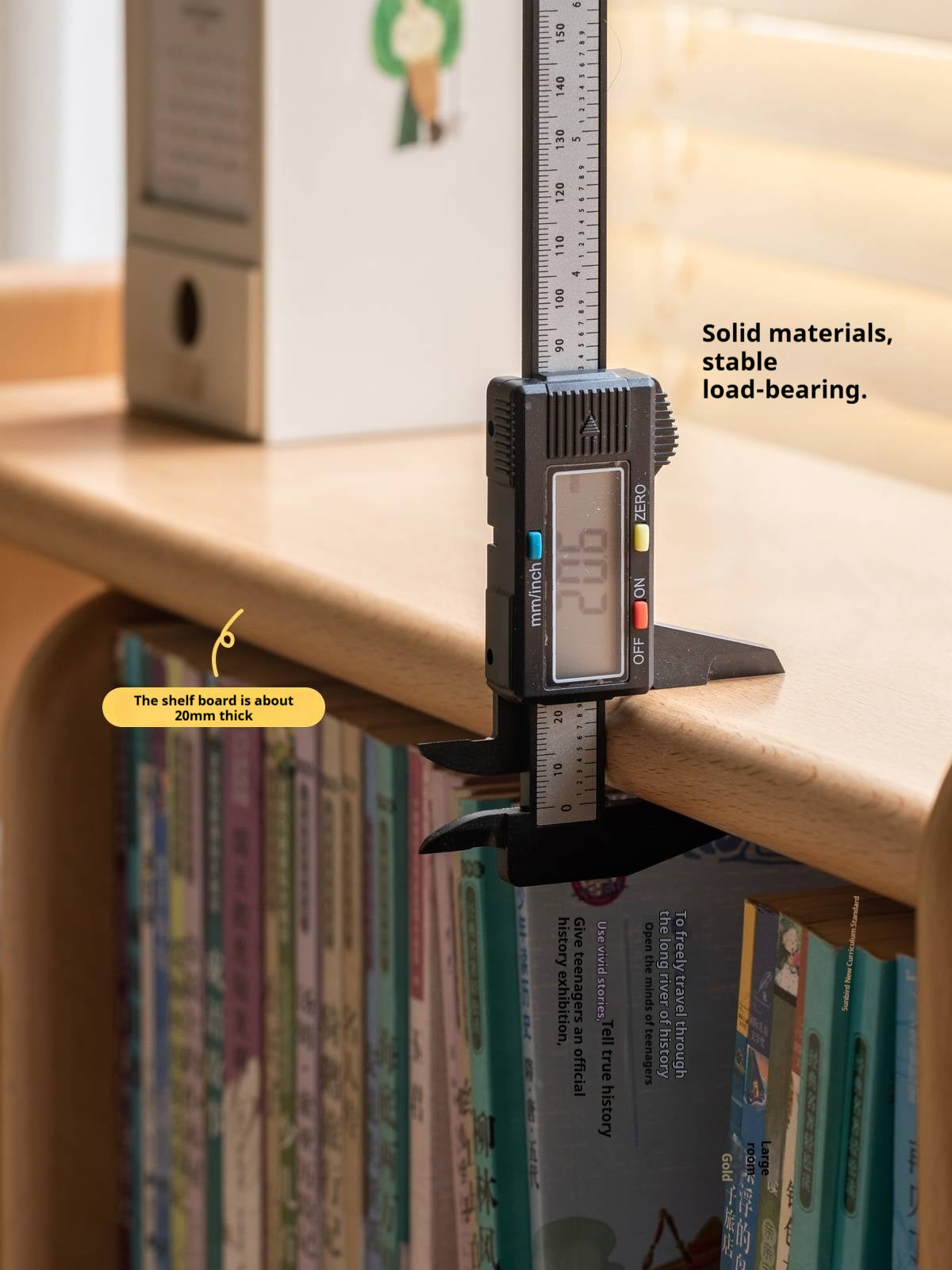 Beech, Oak, Poplar Solid Wood Nordic Study Bookshelf