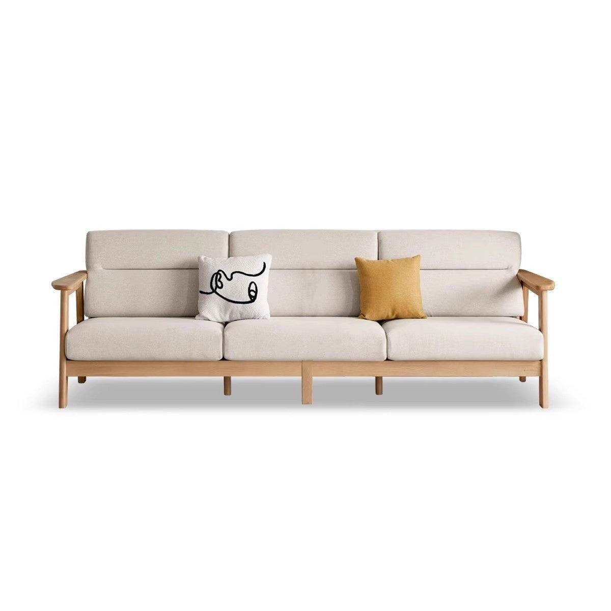 Ash Solid Wood Straight Sofa Modern.