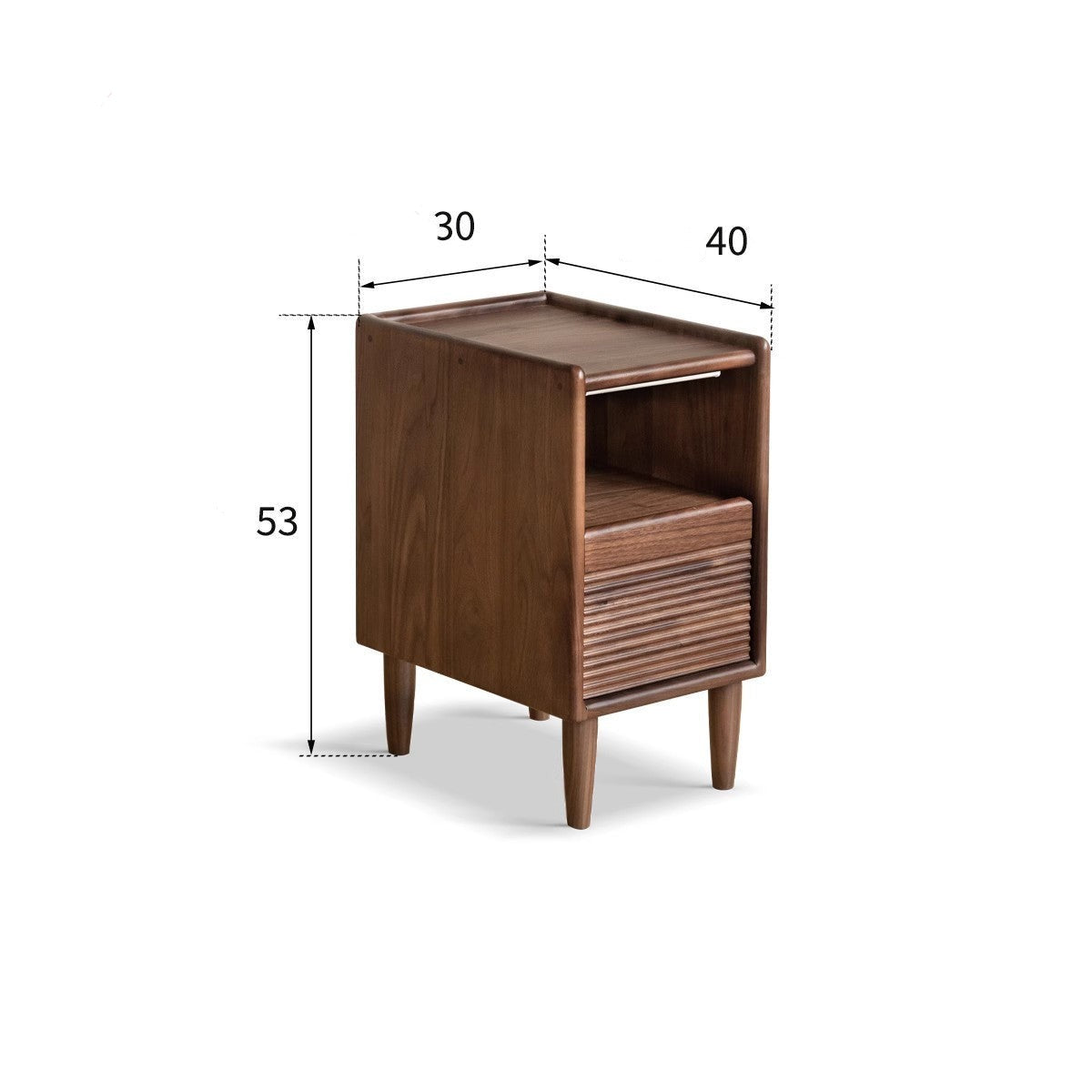 Black Walnut Solid Wood Nightstand Narrow Night Light: