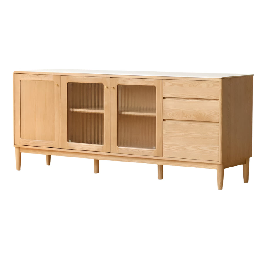 Ash Solid Wood Rock Board Dining Sideboard
