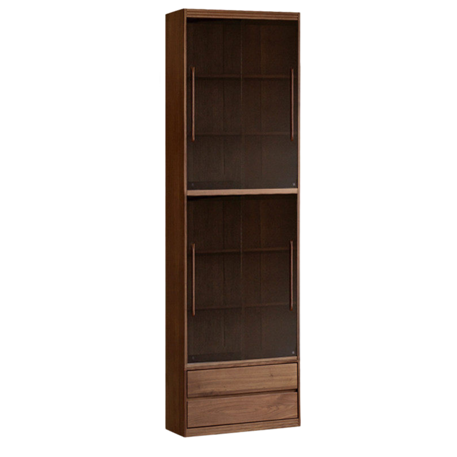 Black Walnut, Sandalwood Solid Wood Light Luxury Combined Bookshelf With Seat