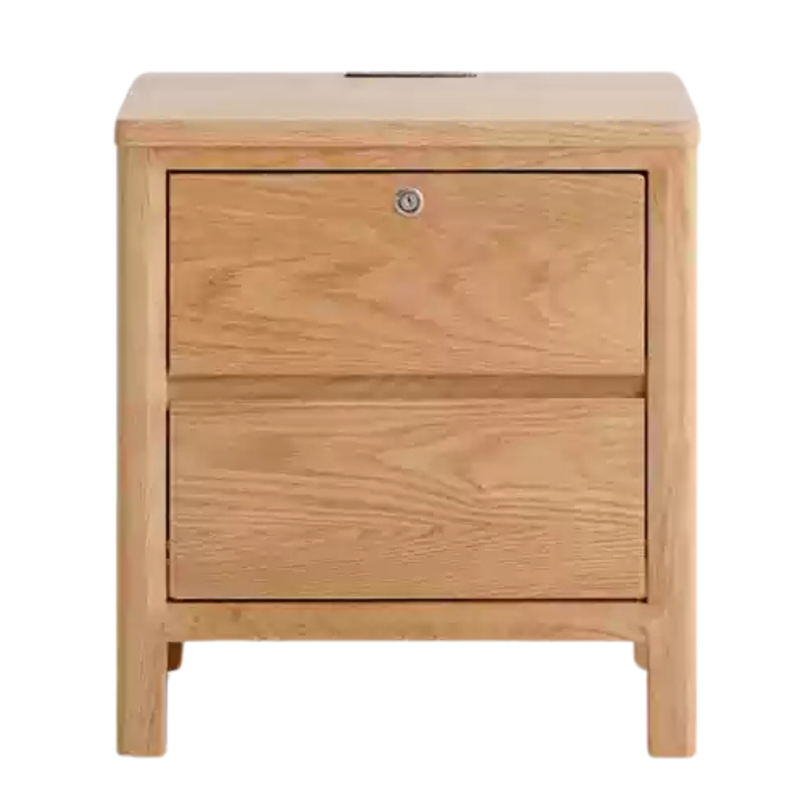 Oak Solid Wood, Solid Rubberwood Nightstand with Locker.