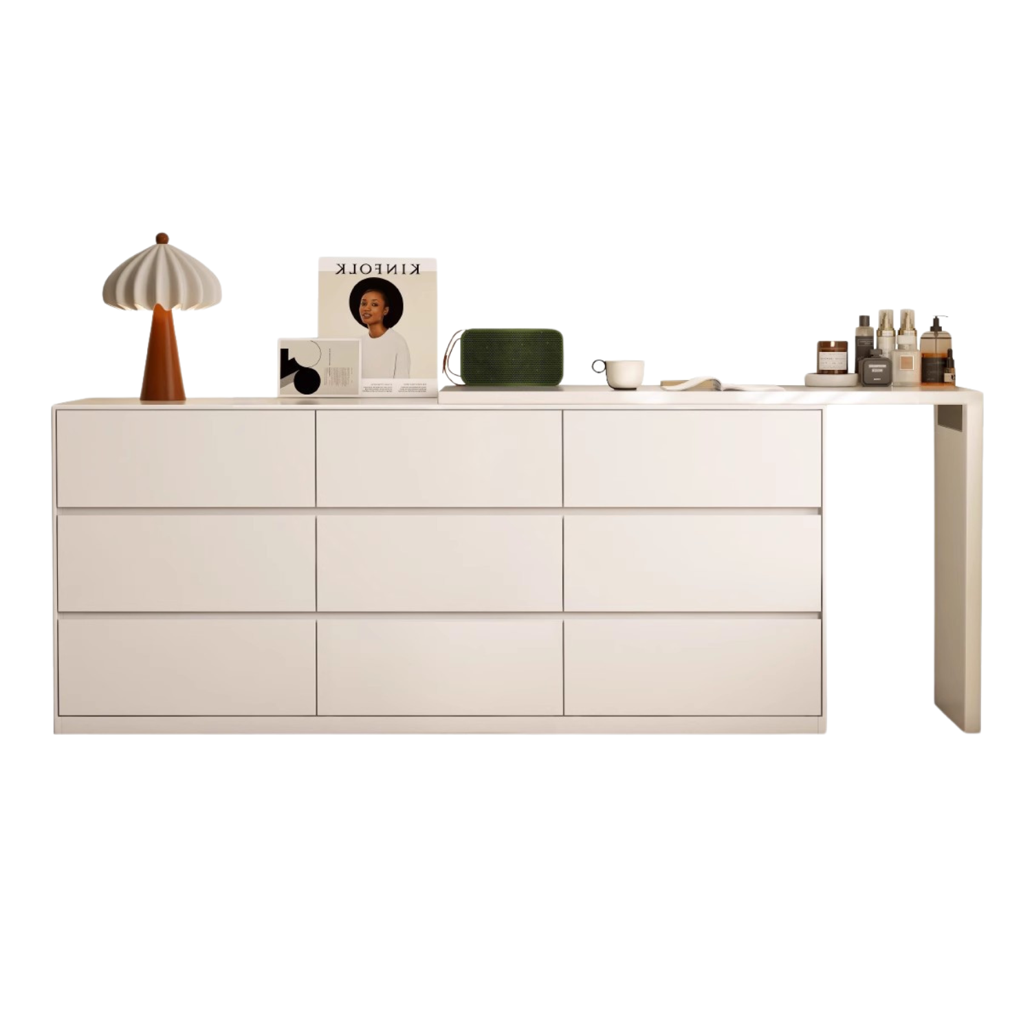 Poplar Solid Wood Cream Style Telescopic Dressing Table.