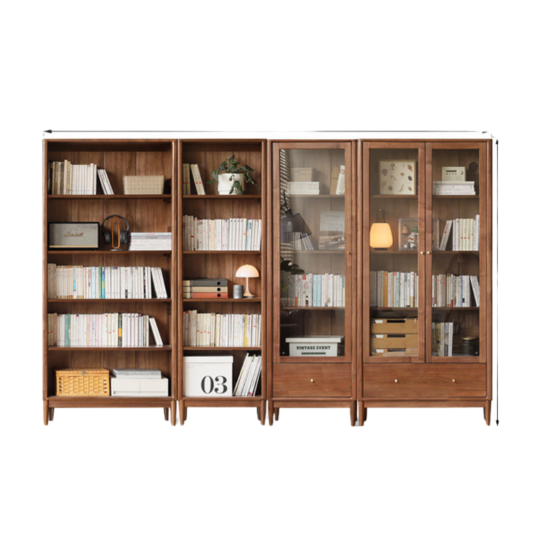 Black Walnut, Oak, Ash Solid Wood Bookcase Whole Wall Free Combination Bookshelf