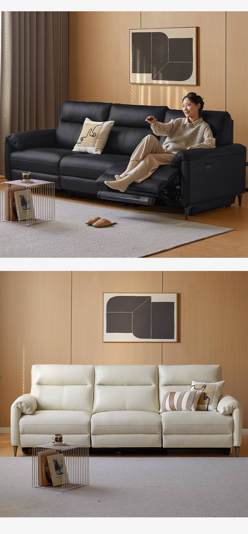 Leather Electric Zero Wall Sofa Italian Light Luxury.