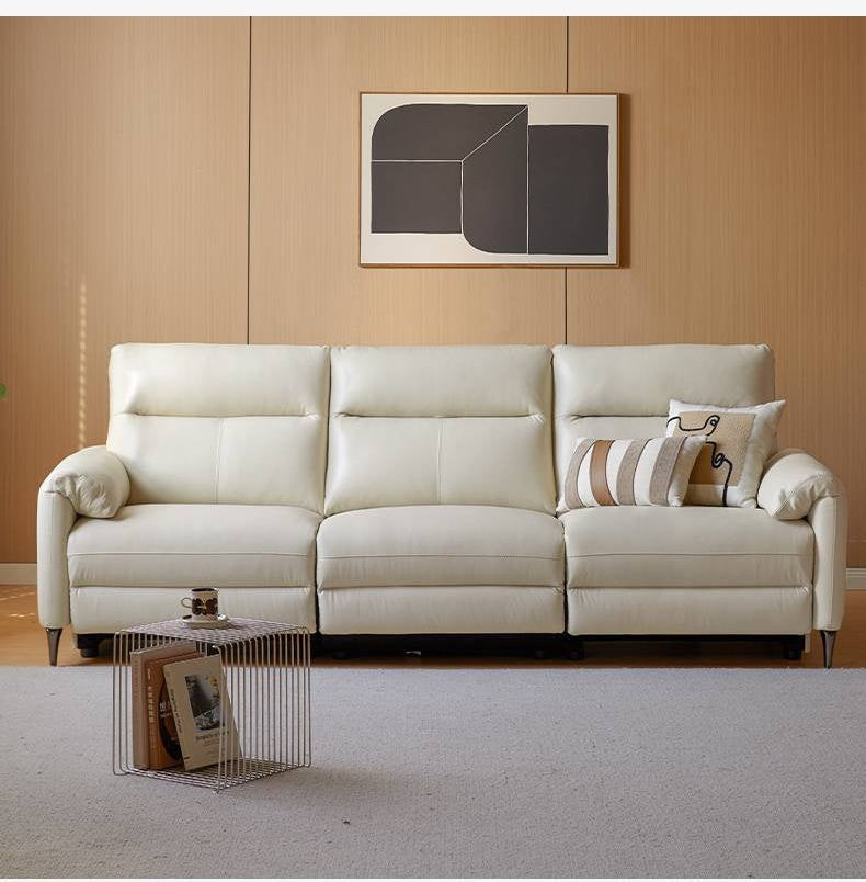Leather Power Reclining Sofa with Adjustable Headrest and USB Charging Port