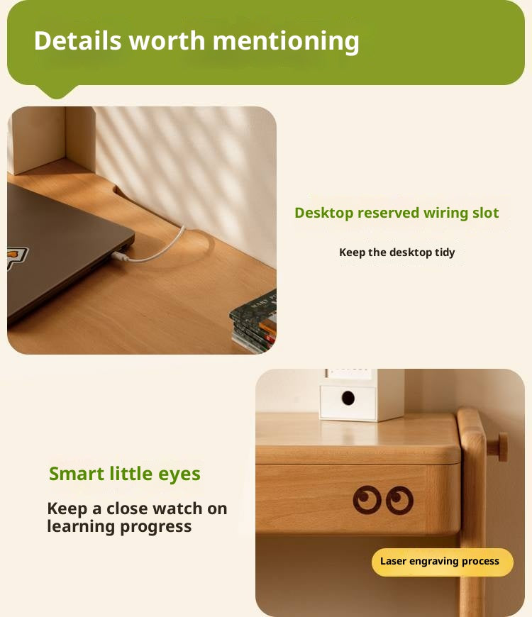 Beech Solid Wood Liftable Kids Study Desk