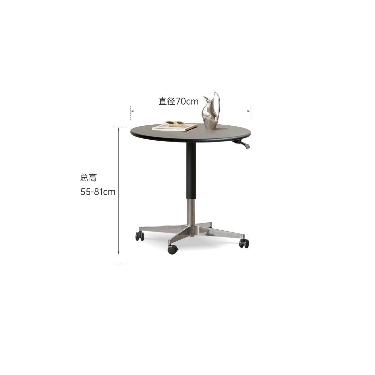 Black Walnut, Oak, Cherry Solid Wood Lifting Movable Side Table
