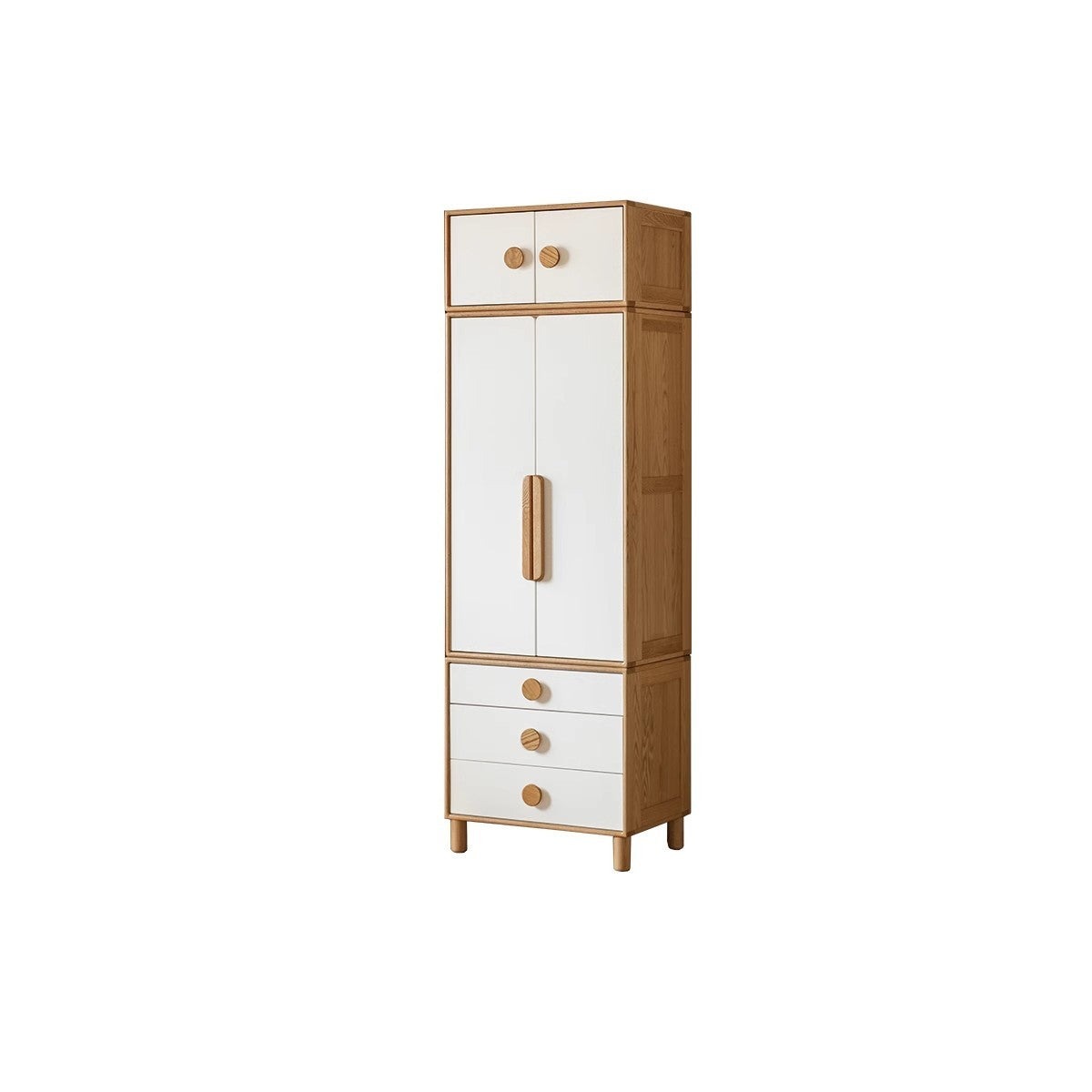 Oak Solid Wood Children's Wardrobe Combination Storage Cabinet