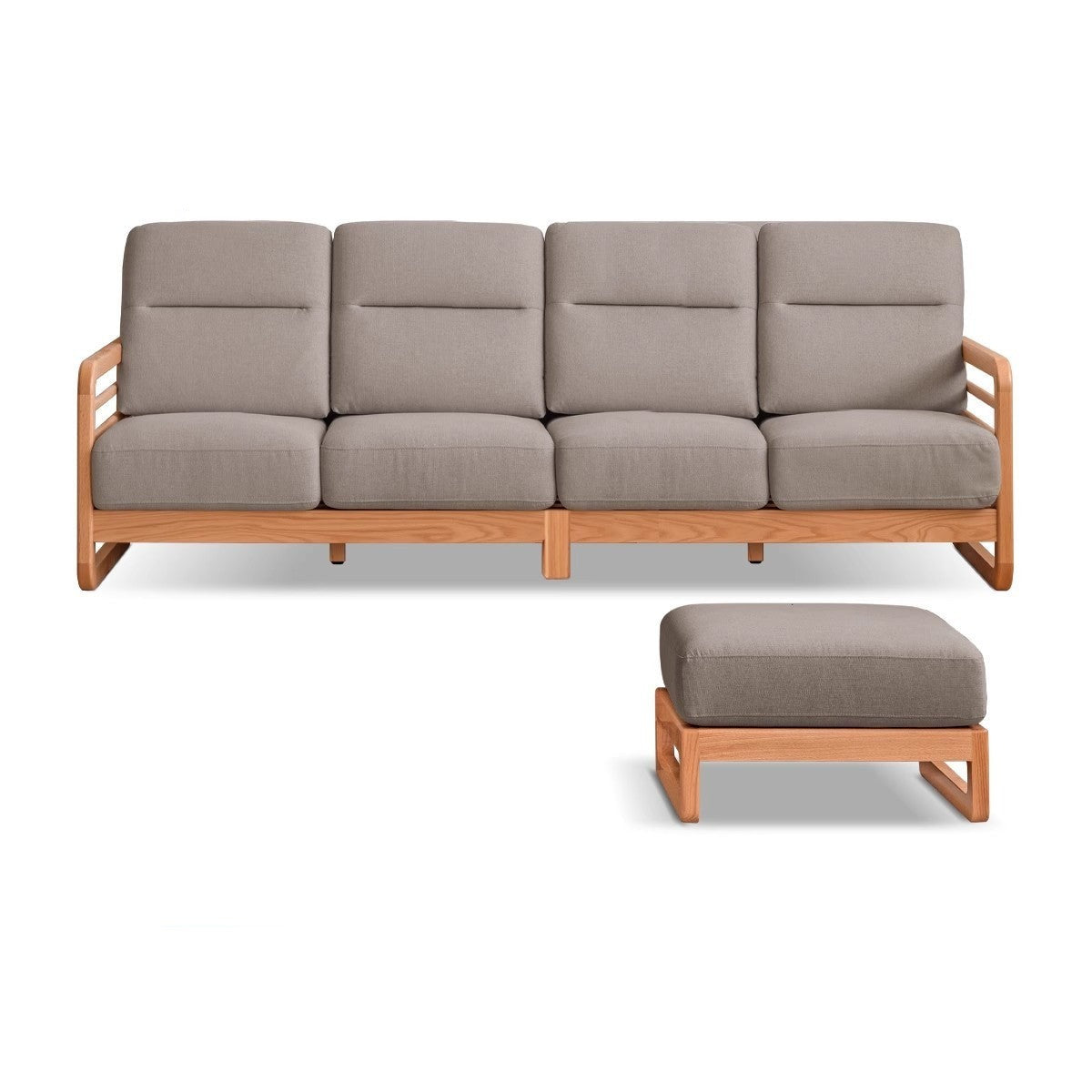 Oak Wood Fabric Sofa String-style Bbackrest.