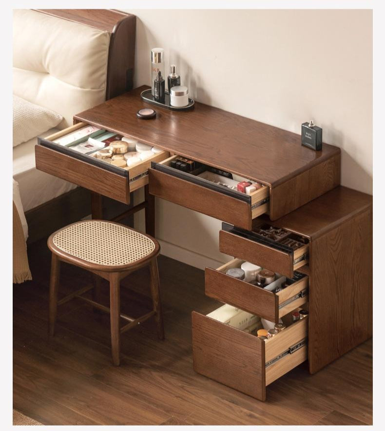 Oak Solid Wood Retractable Modern Dressing Table.