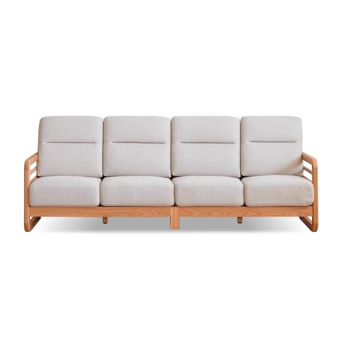 Oak Wood Fabric Sofa String-style Bbackrest.