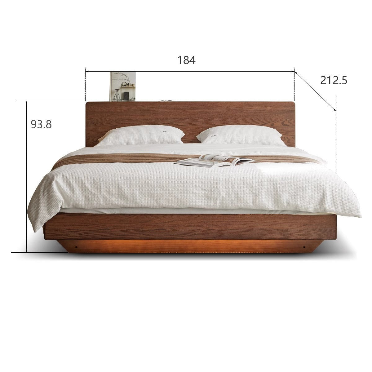 Black Walnut, Oak Suspended Luminous Box Bed