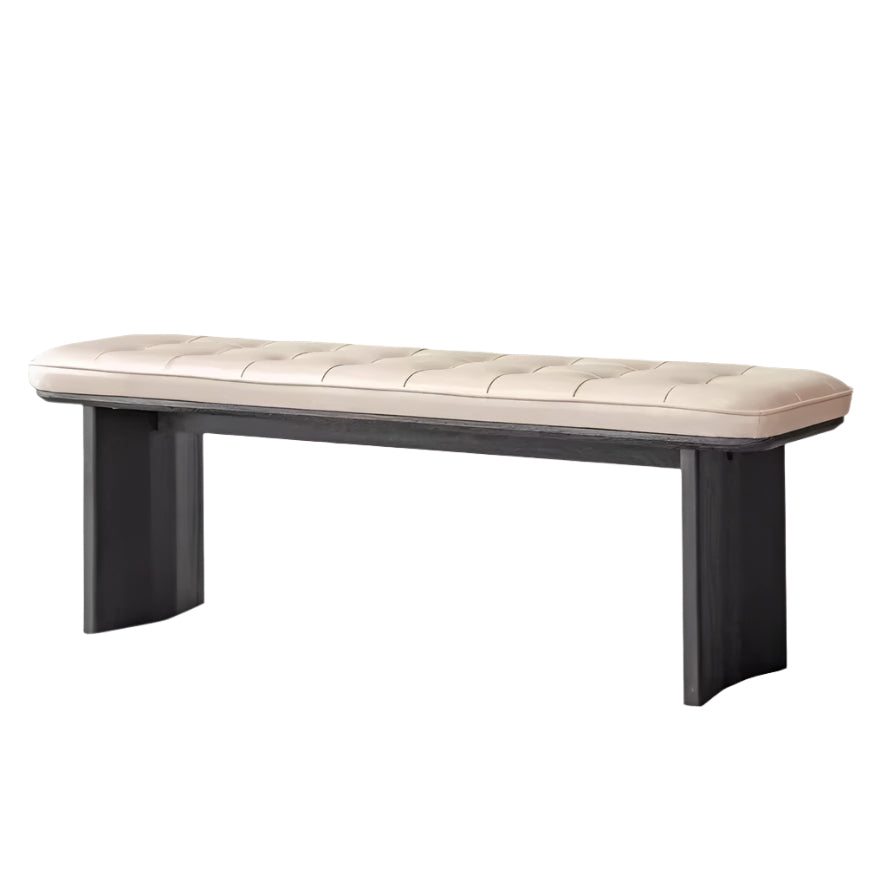 Oak Solid Wood Luxury First-Layer Yellow Cowhide Seat Bench