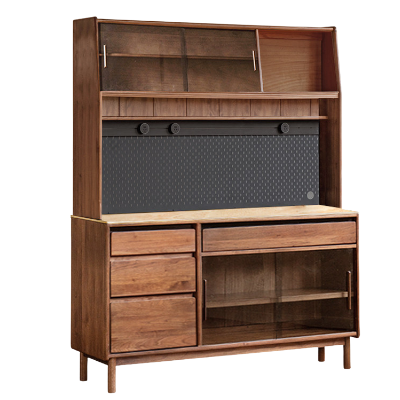 Black Walnut, Sandalwood Solid Wood Light Luxury Rock Plate Sideboard