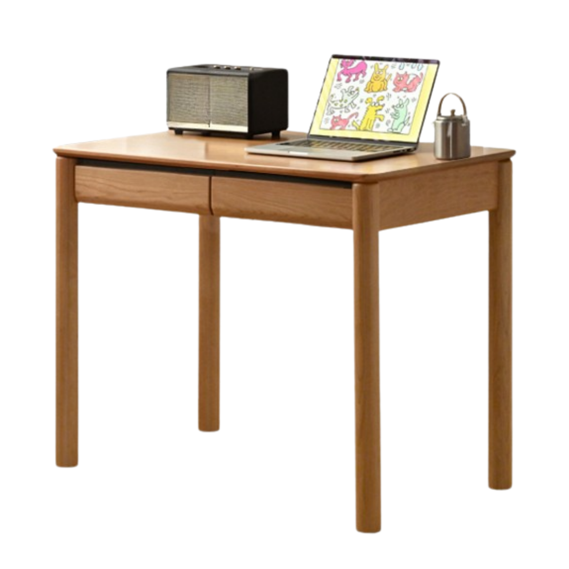 Cherry Solid Wood Retro Study Desk With Drawer