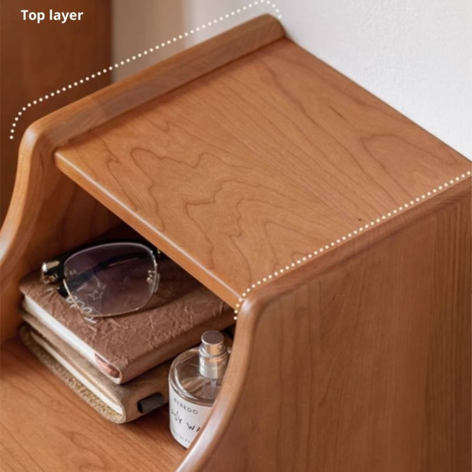 Cherry Solid Wood Modern Nightstand