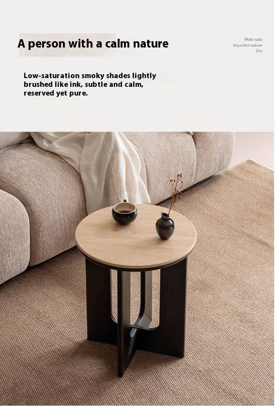 Black Walnut, Poplar Solid Wood Wabi-Sabi Style Rock Board Side Table