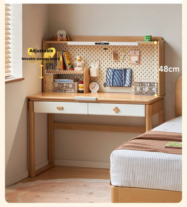 Beech Solid Wood Kids Learning Desk with Eye Protection Lamp