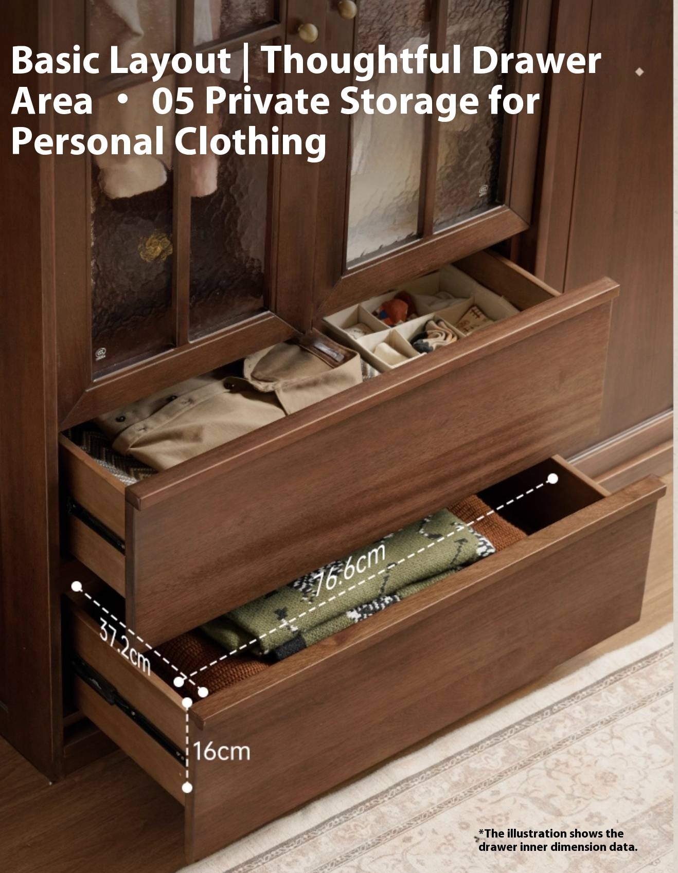Solid Sandalwood French Retro Style Wardrobe