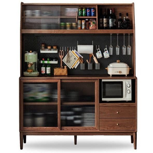 Oak Solid Wood Sideboard Multi-Functional Buffet Cabinet