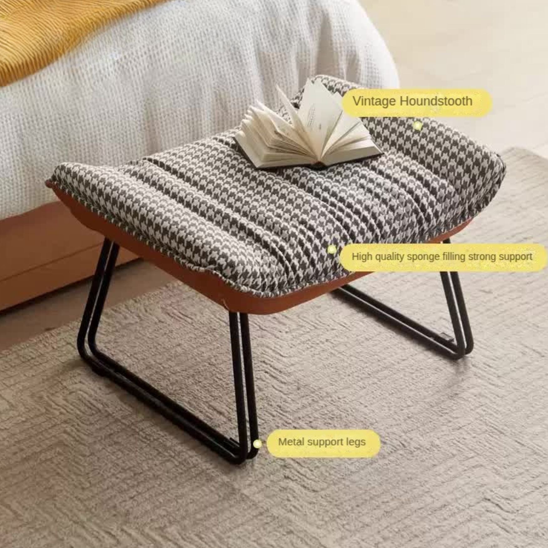Oak Solid Wood Sofa Footrest Shoe Stool
