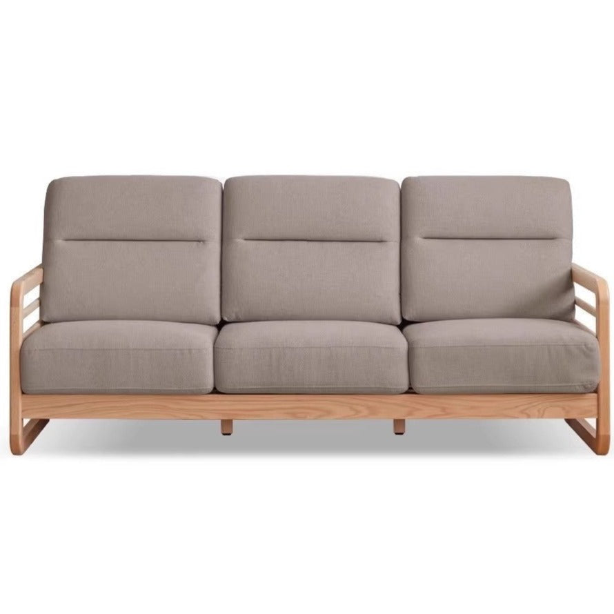 Oak Wood Fabric Sofa String-style Bbackrest.