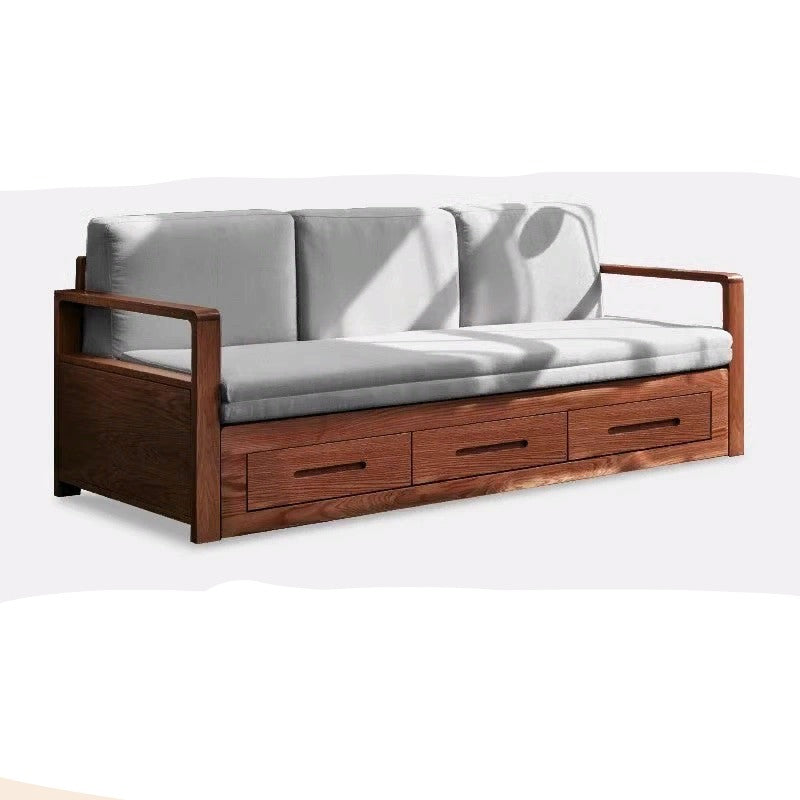 Oak, Ash Solid Woof Folding Storage Sofa Bed.